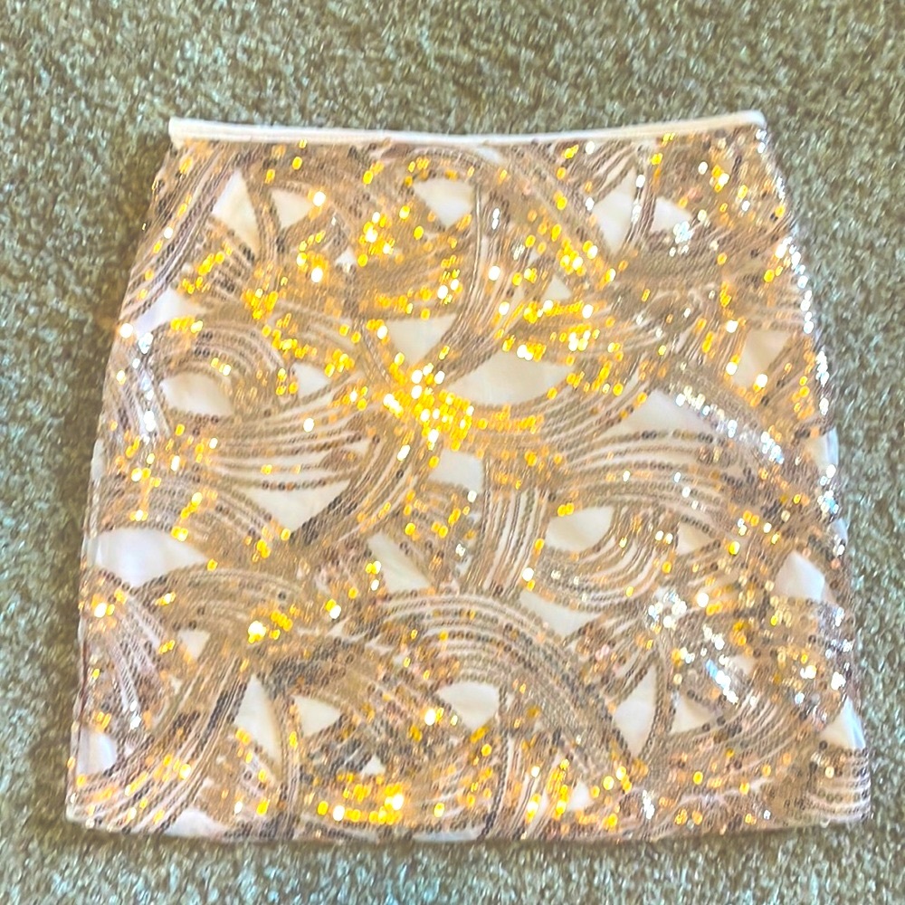 Rose Gold / nude Sequin Mini Skirt